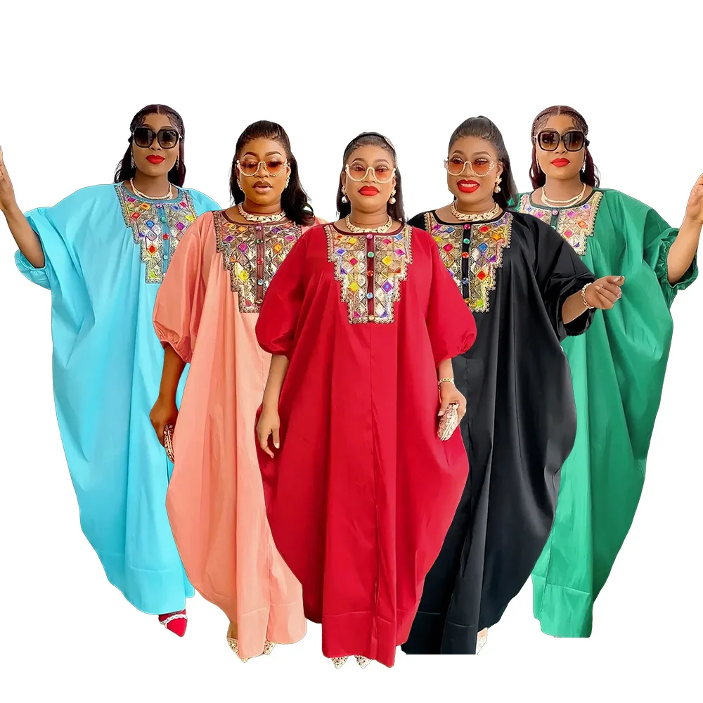 African Dress for Women Sequins Design Ladys Robe Dubai Abaya Boubou Africa Ankara Dashiki Traditional Clothing Femme Party Gown