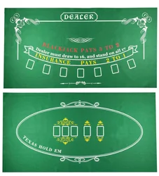 90x180cm Tabletop Casino Felt Layout for Texas Holdem Poker and Blackjack Premium Professional Grade Blackjack and Poker Mat
