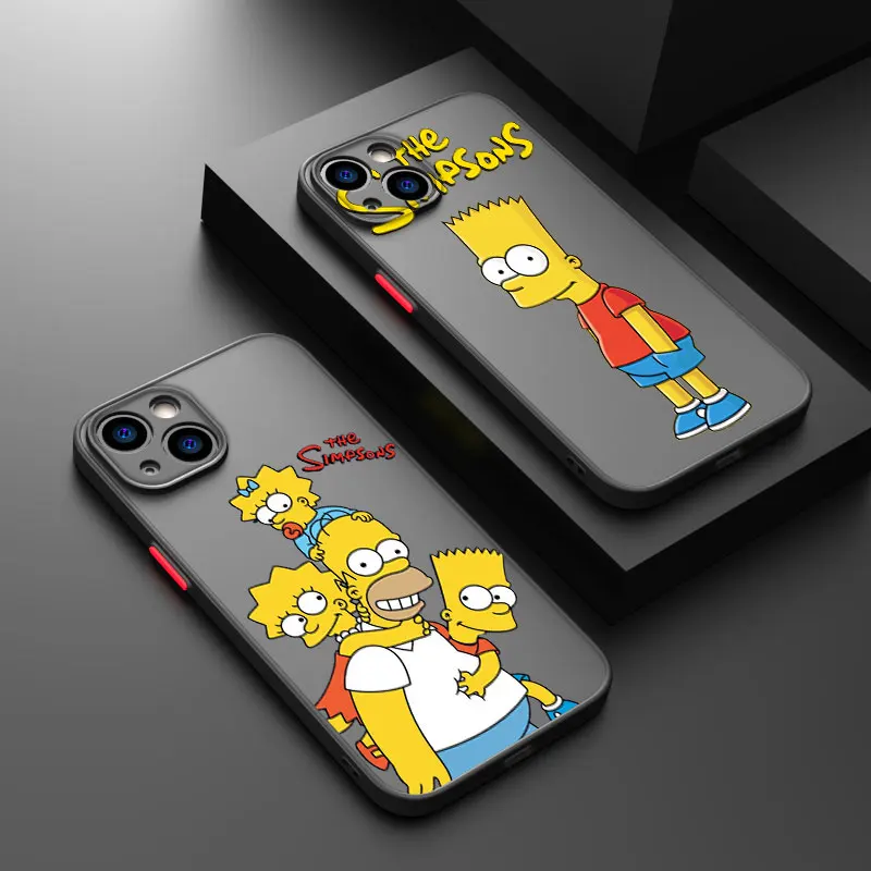 Disney Simpsons Cute For iPhone 15 14 13 12 11 Pro Max XS Max X XR 7 8 Plus 6S 5S Frosted Translucent Phone Case