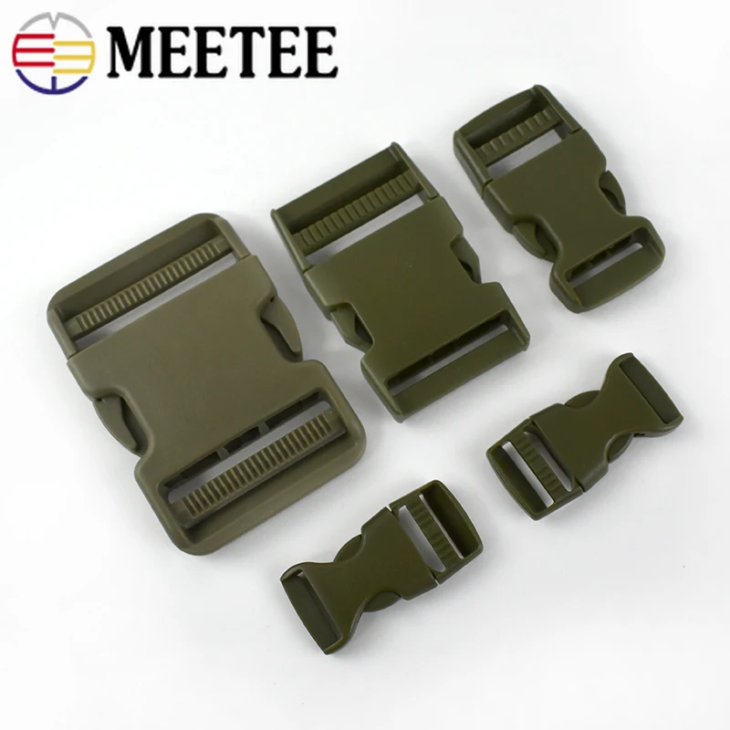 5/10pcs 20/25/37/50mm Plastic Release Buckle Bag Strap Side Cilp Hook ArmyGreen Webbing Adjustment Buckles Pet Collar Clasp