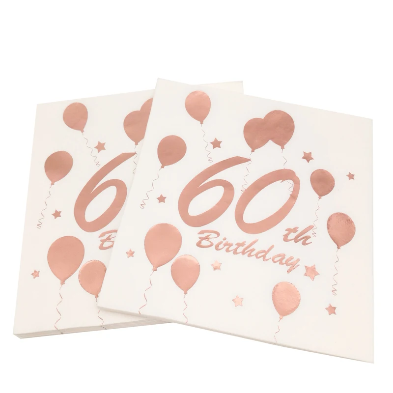 1 Beutel Roségold Happy Birthday 30. 40. 50. 60. Papier Einweg-Serviettengewebe Erwachsener Geburtstag Home Party Jubiläumsdekoration – Detail 5