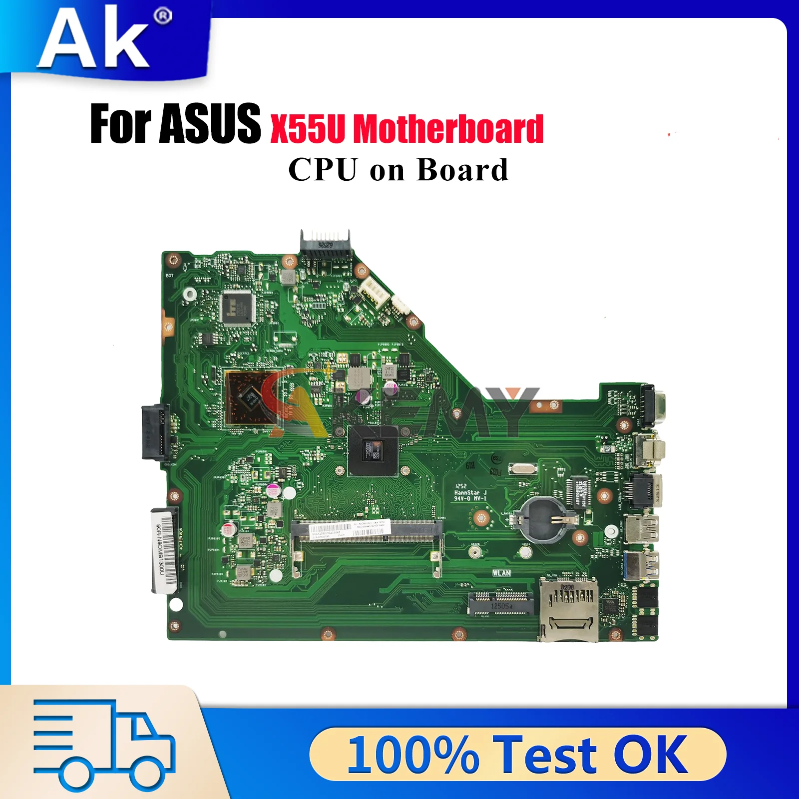 

X55U Laptop Motherboard For ASUS VivoBook X55U X55U Notebook Mainboard With CPU 100% tests OK fast shipping High quality