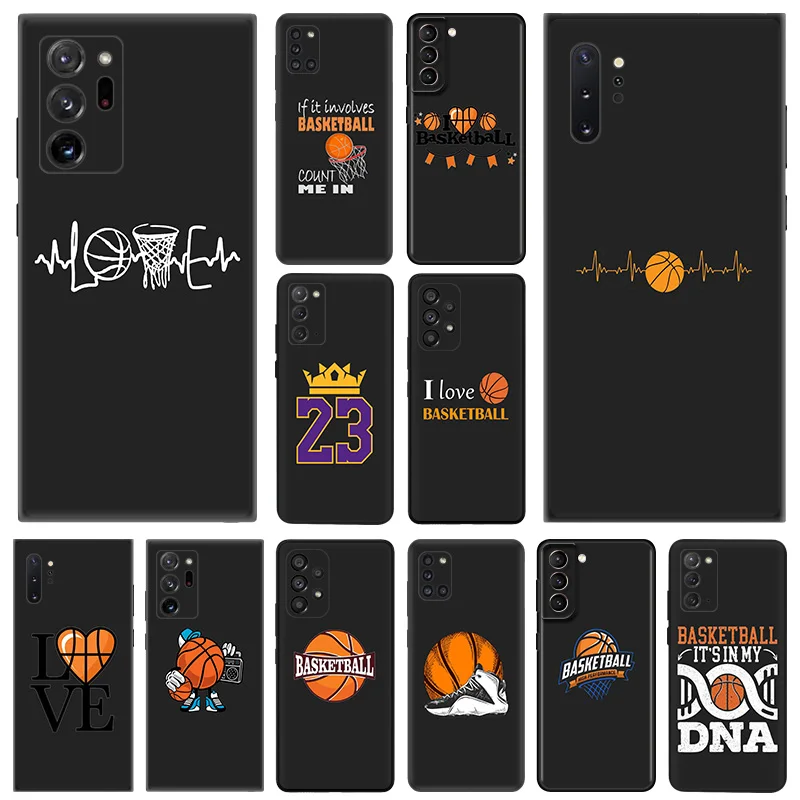 Phone Case for Samsung A35 5G A55 A02 A03 A04 A05 S8 S9 Note10 Plus 9 8 a05s a04e Love Play Basketball Soft Black Silicone Cover