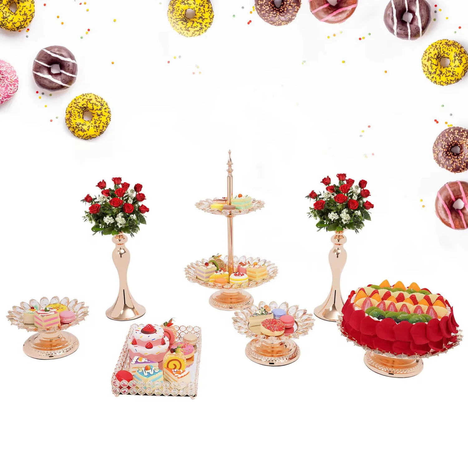 

Cake Stand Cupcake Stand Metal Wedding Party Dessert Pedestal Display Plates Kit