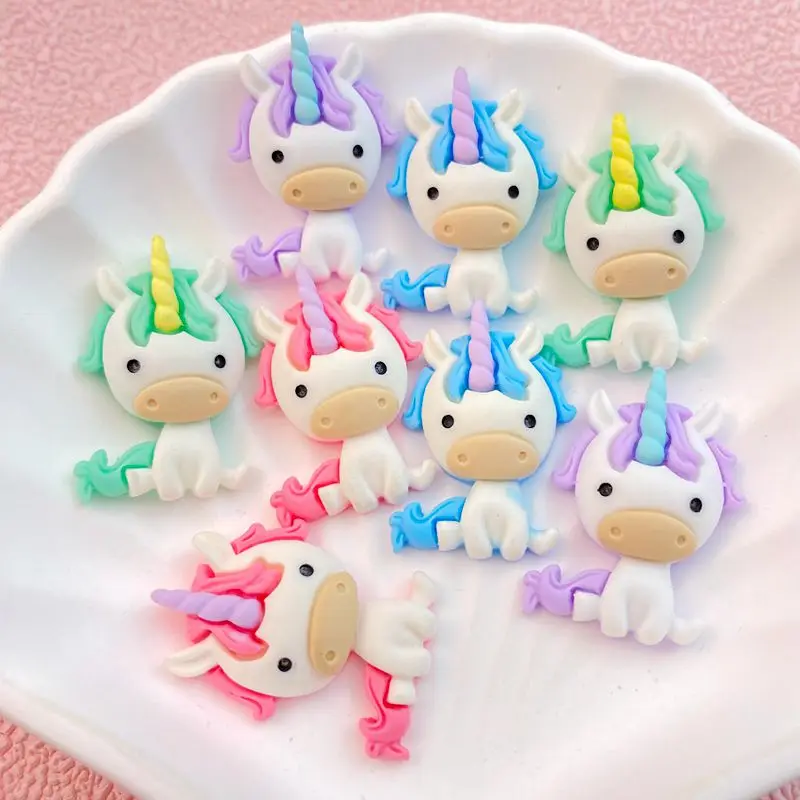 10Pcs New Cute Cartoon Unicorn Series Flat Back Resin Cabochons Scrapbooking DIY Jewelry Craft Decoration Accessorie