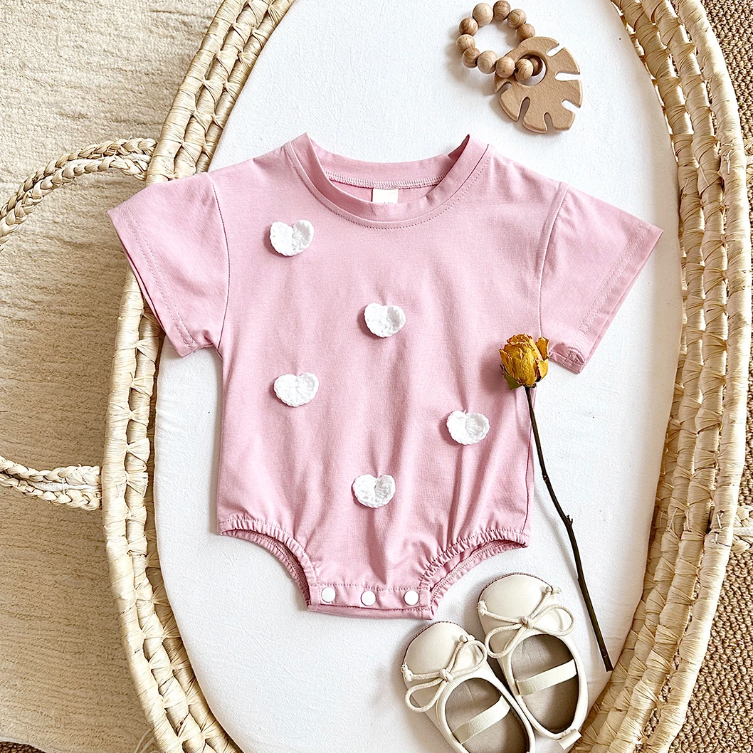 Summer Newborn Short Sleeve Romper Baby Triangle Bodysuit Clothes Baby Girl Jumpsuit Love Cloud Pattern Cartoon Boy Infant 0-18M