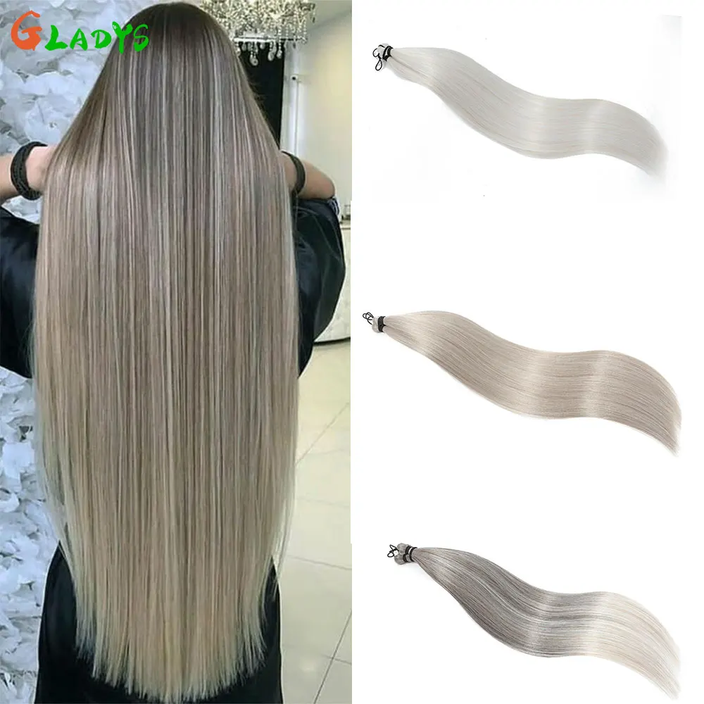 

28Inch Straight Crochet Braids Straight Pony Hair Bundles 3PCS 300g Synthetic Braiding Hair Ash Brown Crochet Hair Extensions