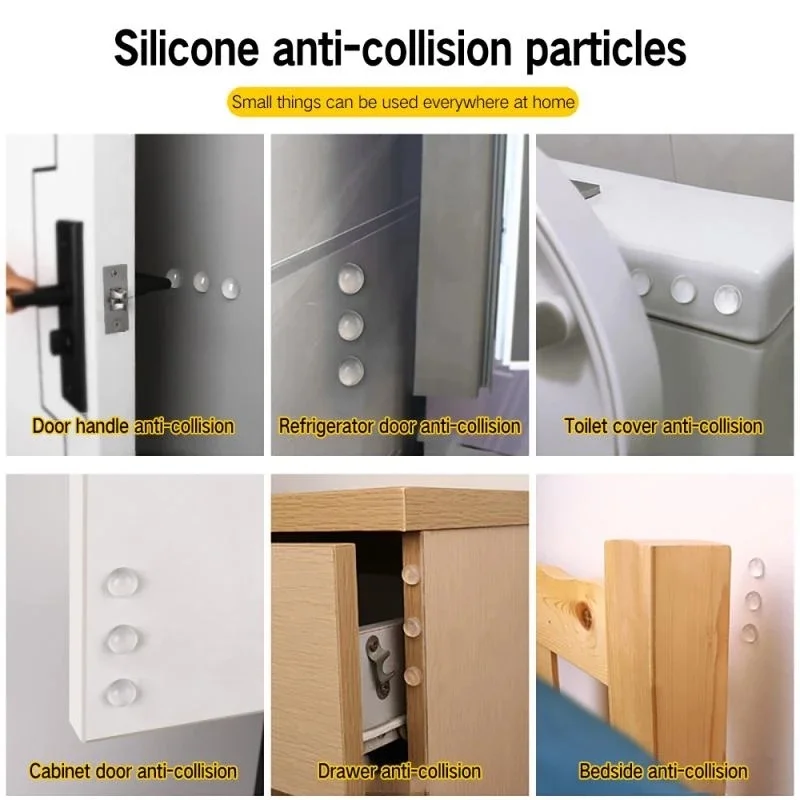 Butées de porte en silicone auto-adhésives rondes transparentes, protecteurs muraux anti-collision pour la maison, tampons anti-collision, meubles,