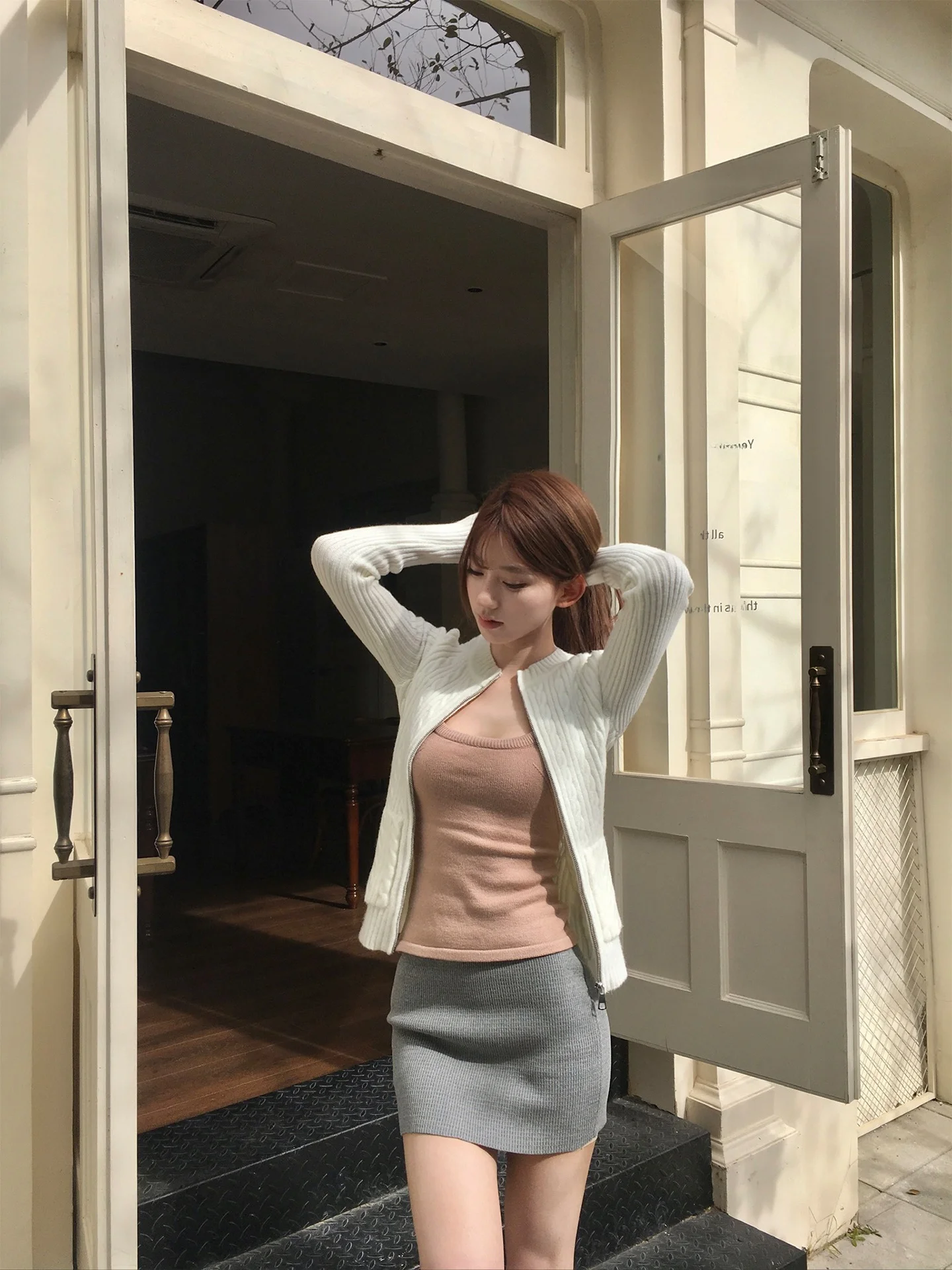 

Вязаная юбка А-силуэта с высокой талией, женская, весенняя новинка, облегающая, модная короткая юбка