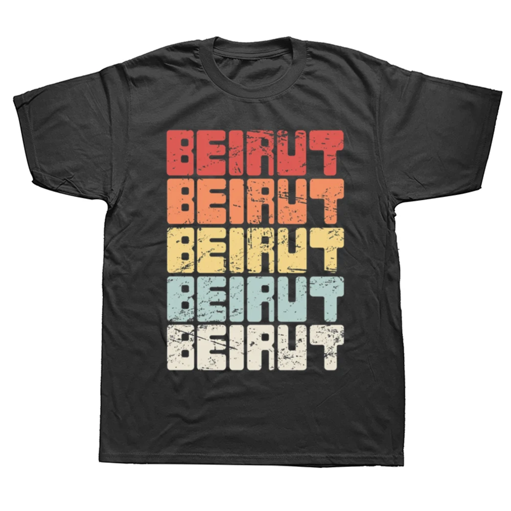 Funny Vintage BEIRUT Lebanon Text T Shirts Cotton Streetwear Short Sleeve Gifts Clothing Lebanese Casual Loose Oversized T Shirt