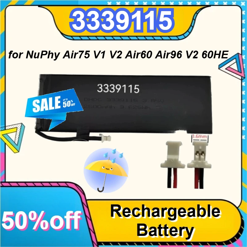 

3339115 Battery for NuPhy Air75 V1 V2 Air60 Air96 V2 60HE Low Profile Mechanical Keyboard Lithium Battery