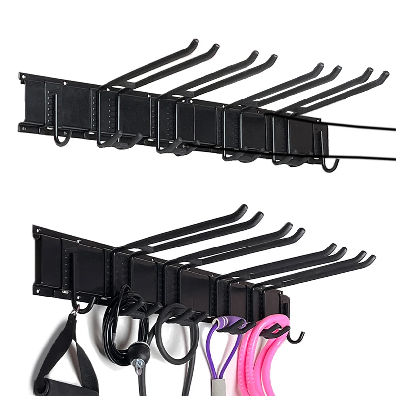 

Cable accessory wall mounted storage rack, home gym accessory storage bag with sturdy detachable hooks