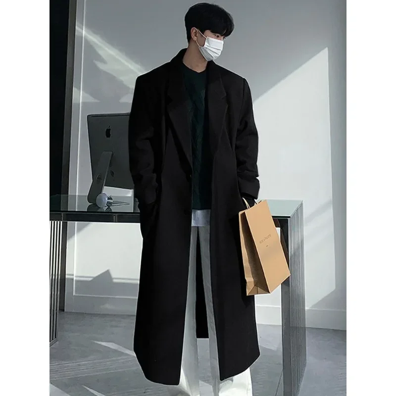 2023 Winter High Quality Maillard Knee Length Korean Edition Woolen Coat Handsome Woolen Thickened Coats