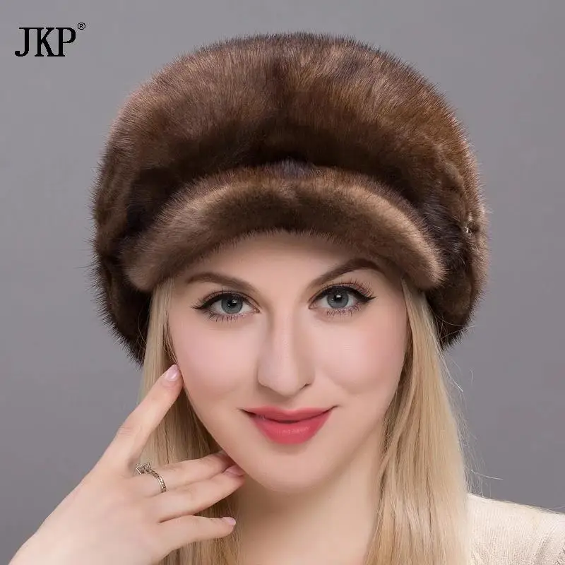 

JKP New Hot Sale Fashion Cap Women Fur Beanies Winter Hats Genuine Mink Fur Parts Caps Warm Winter Real Mink Hat DHY17-15