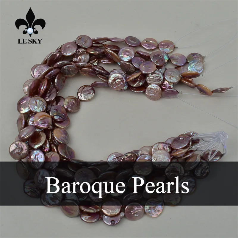 

15-16mm Purple Baroque Pearl Beads Round Natural Freshwater Pearl Loose Beaded for Making DIY Jewelry Necklace Bracelet Earrings