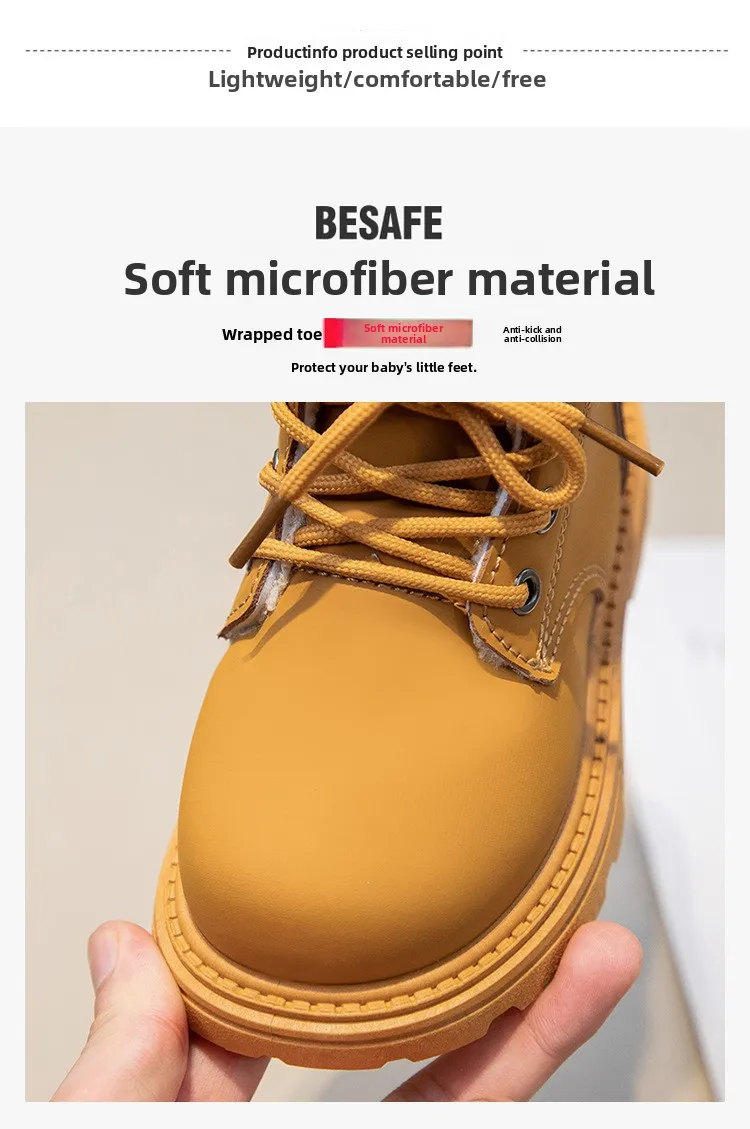 Neue Kinder-Mode-Stiefel, Winter, verdickte, rutschfeste, warme Lederstiefel für Jungen und Mädchen, seitlicher Reißverschluss, einfarbig, Freizeitschuhe für Kinder – Detail 4