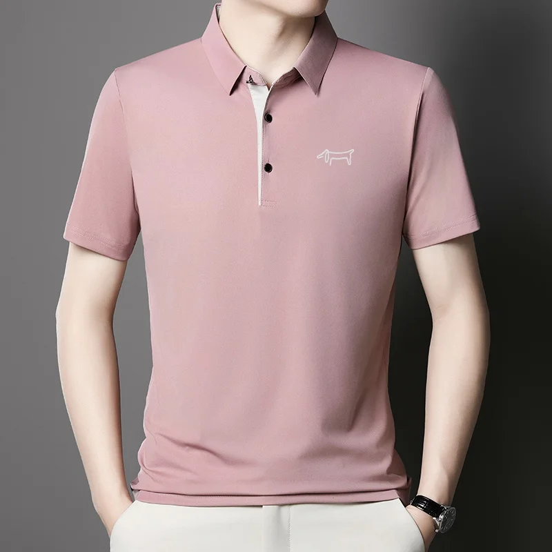 Luxusmarke Herren Bedrucktes Poloshirt Original Einfarbiges Lässiges Kurzarm-T-Shirt mit Kragen Sommer Neuer Trend Business Herrenmode – Detail 4