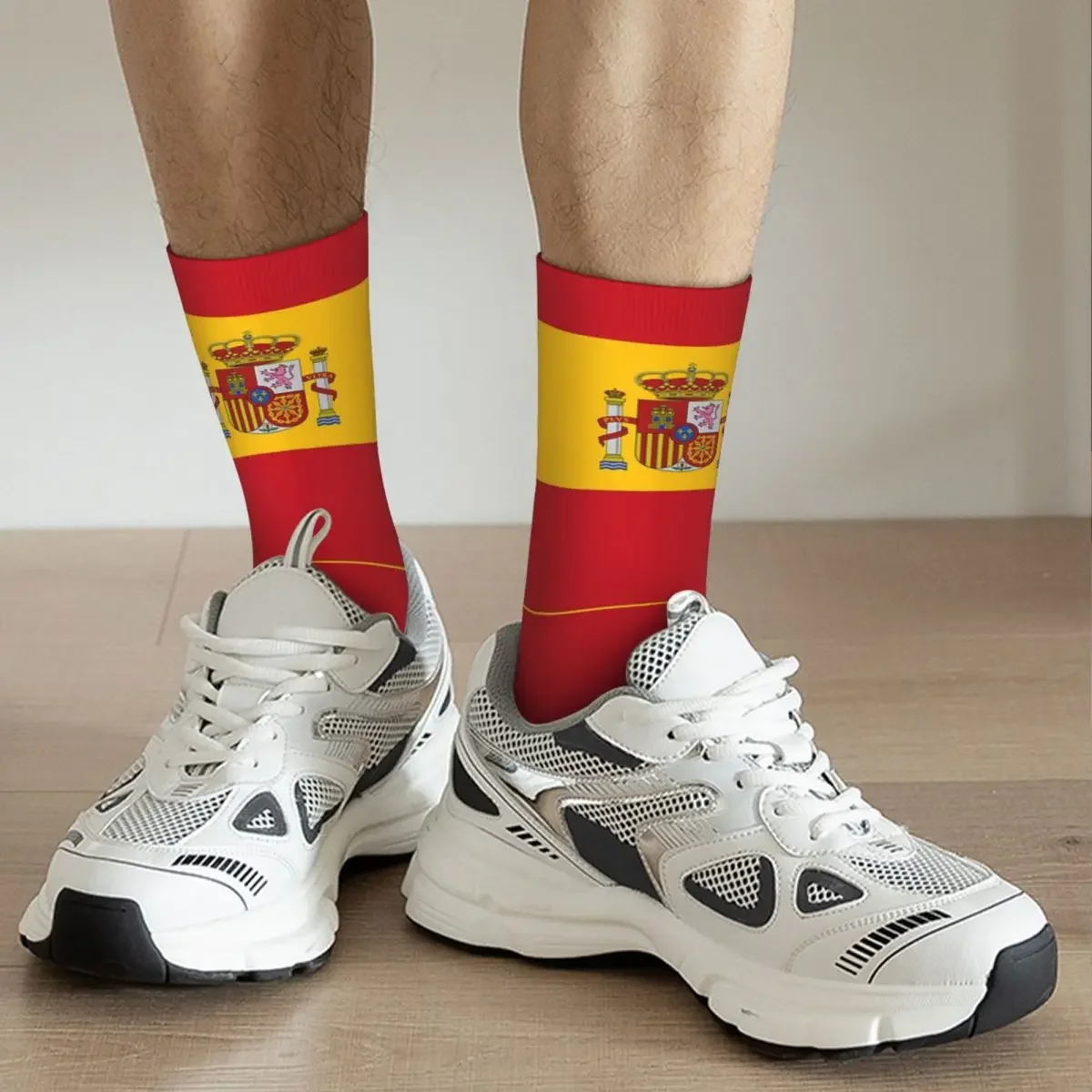 Spain Flag Socks Harajuku High Quality Stockings All Season Long Socks Accessories for Man's Woman's Christmas Gifts