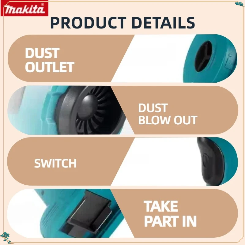 Мини-электрический пылесос Makita с сильным всасыванием, беспроводной ручной домашний очиститель, вентилятор для батареи Makita 20 В
