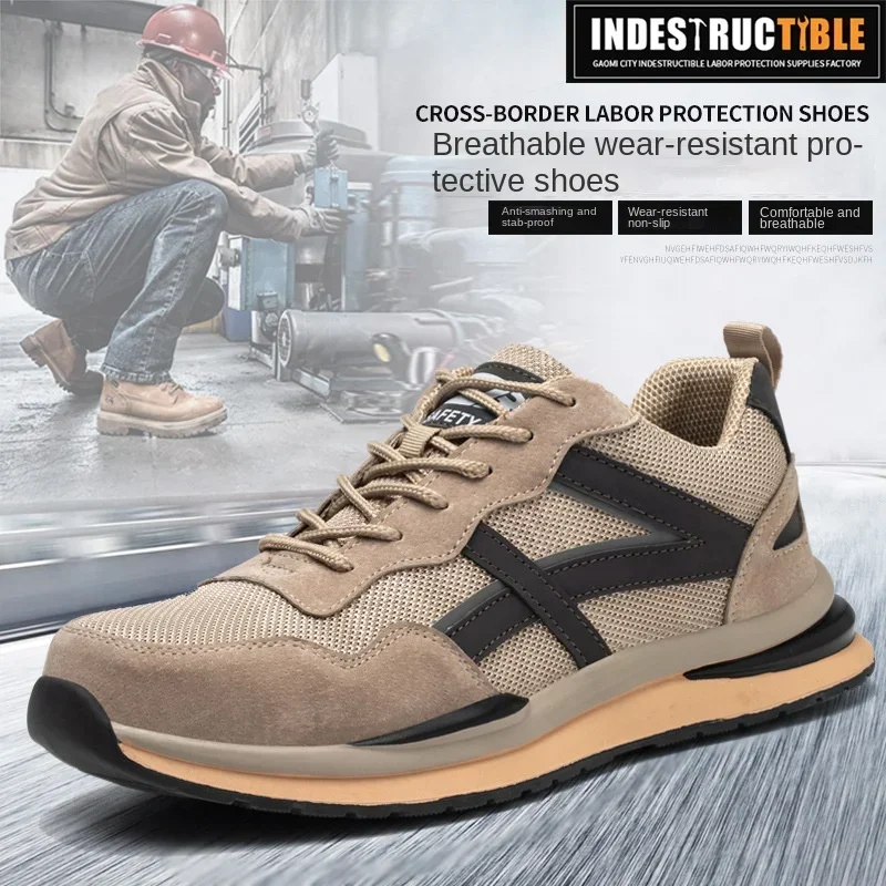 New Type of Labor Protection Shoes Anti - Hit Anti - Puncture Summer Mesh Surface Breathable Protective Shoes Safety Work Shoes