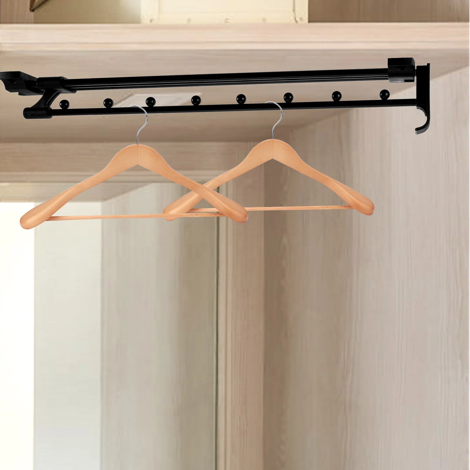 

1Set Adjustable Closet Rod Wardrobe Hanging Bar Clothes Organizer Home Storage Closet Rod Wardrobe Bar