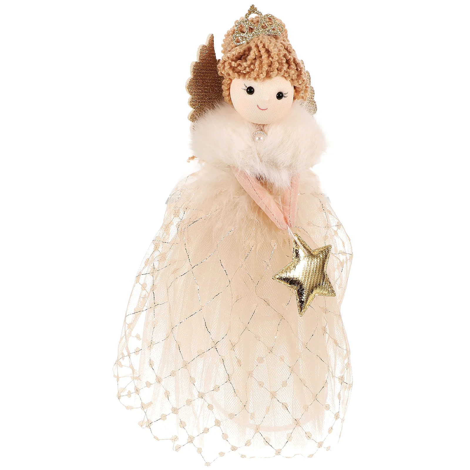 Hada árbol de Navidad decoración de ángel estrella superior (oro) Topper copa de árbol infantil otoño animales de peluche