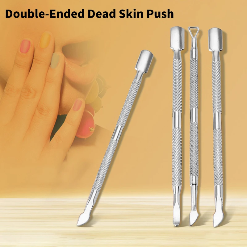 1pcs Double-ended Stainless Steel Cuticle Pusher Nail Dead Skin Push Remover For Pedicure Manicure Nail Art Cleaner Care Tool