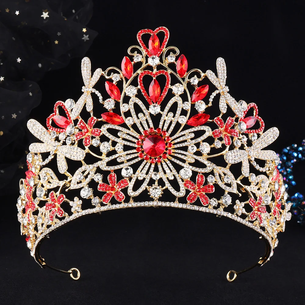 DIEZI Vintage Baroque Luxury AB Rhinestone Crystal Tiara For Women Men Wedding Party Elegant Bridal Bride Crown Hair Accessories