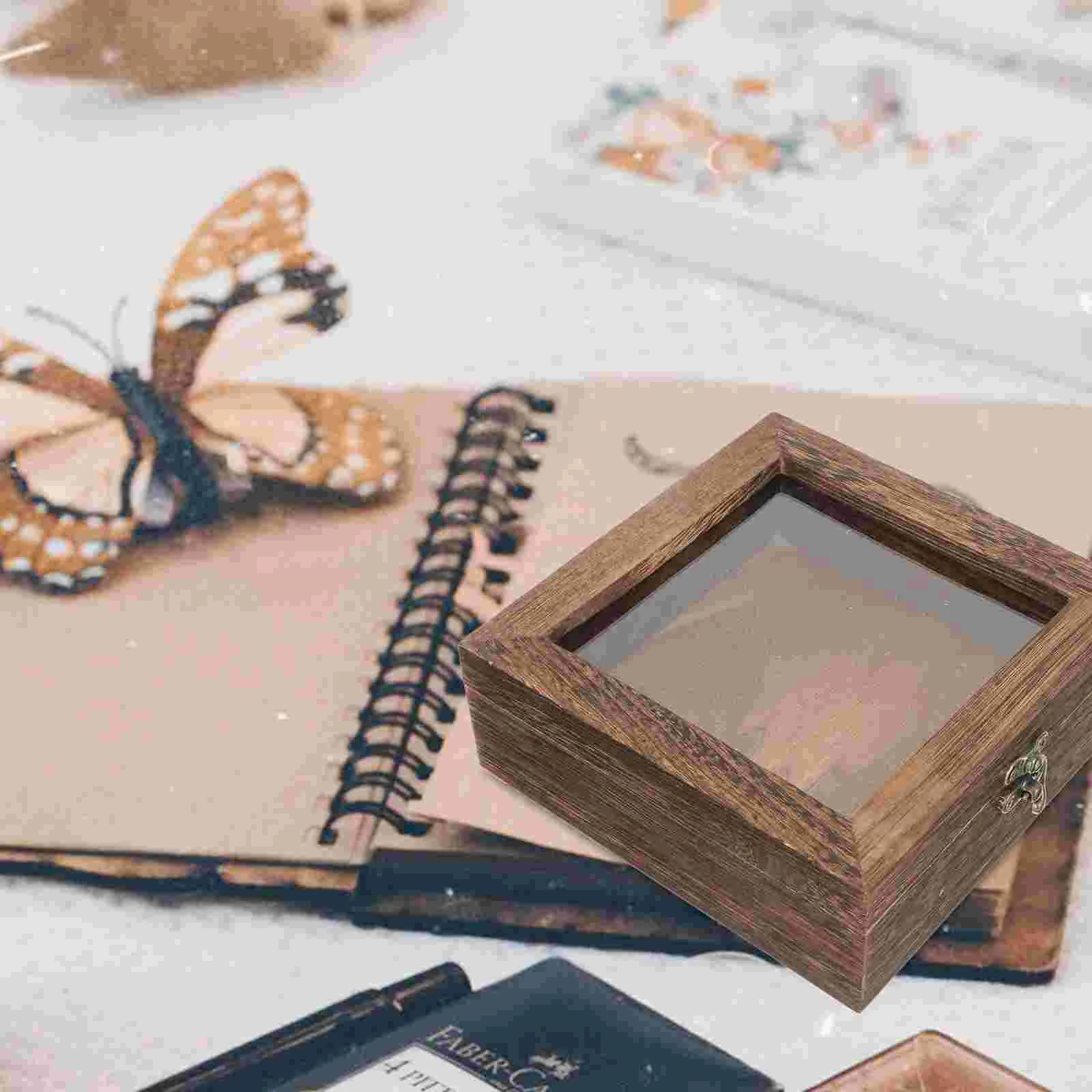 バタフライサンプルボックス,蓋付き木製サンプルボックス,レトロなジュエリーディスプレイホルダー,植物トレイ