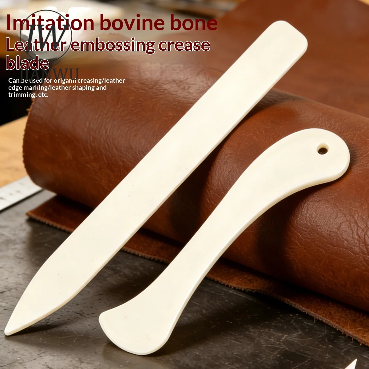 JIANWU Imitation Cowhide Leather Embossing Folding Knife Material Collage Letter Opener Journal Student Supplies Stationery
