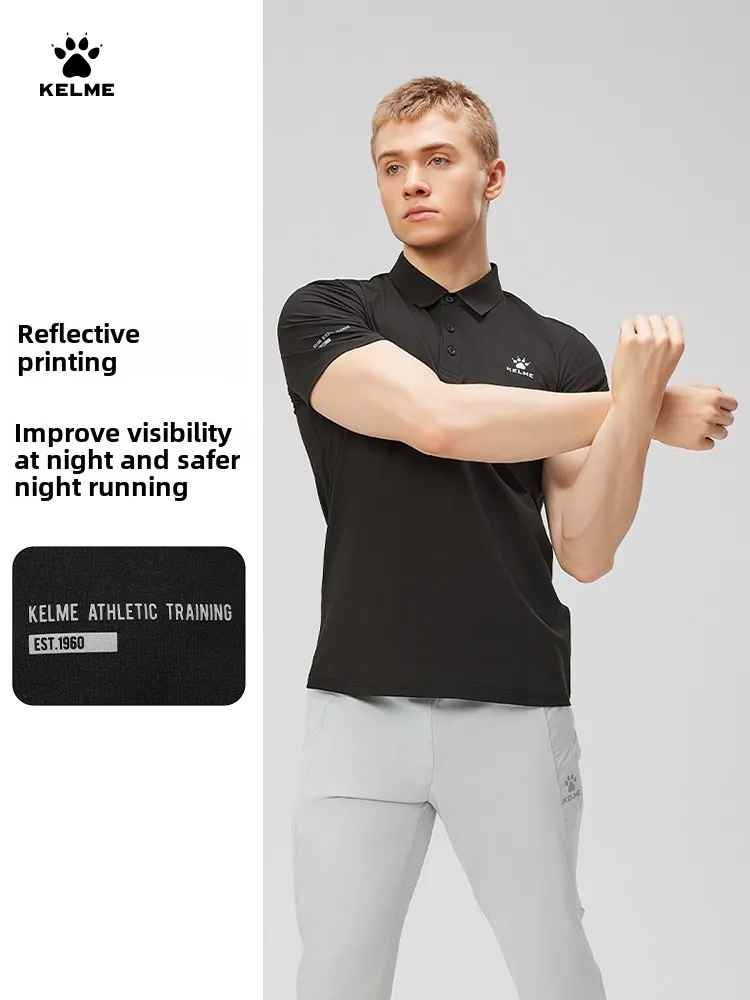 Kelmei men's POLO shirt sports lapel short-sleeved outdoor running fitness quick-drying T-shirt commuting casual tops