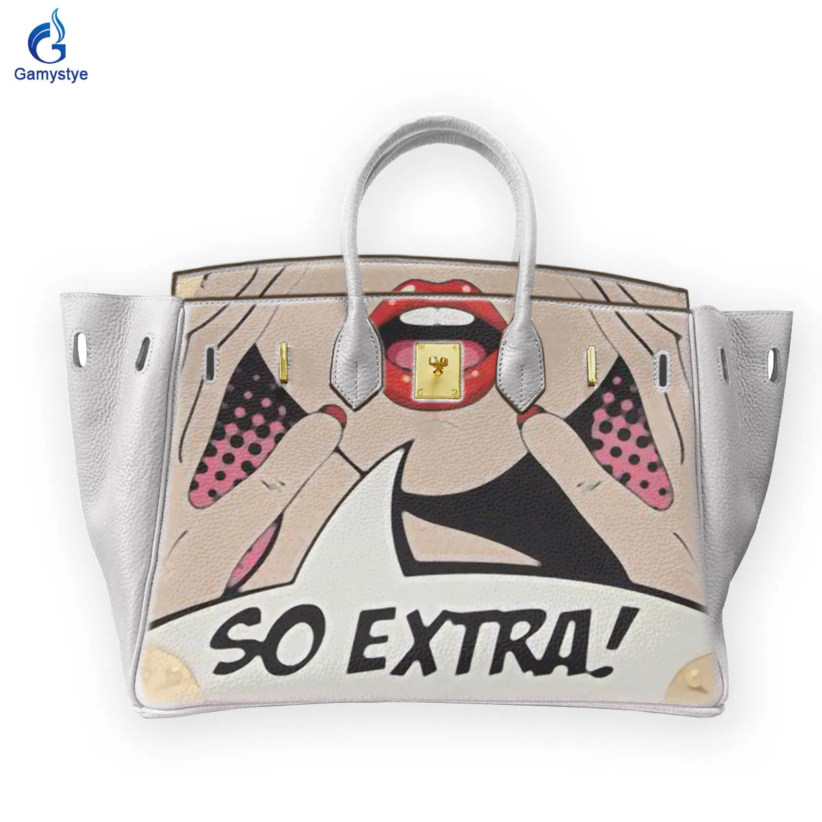 Personalizar bolso Art Hand Painted Half of a woman's face Bags Designer Totes Women purses and handbags Togo Leather Cowhide