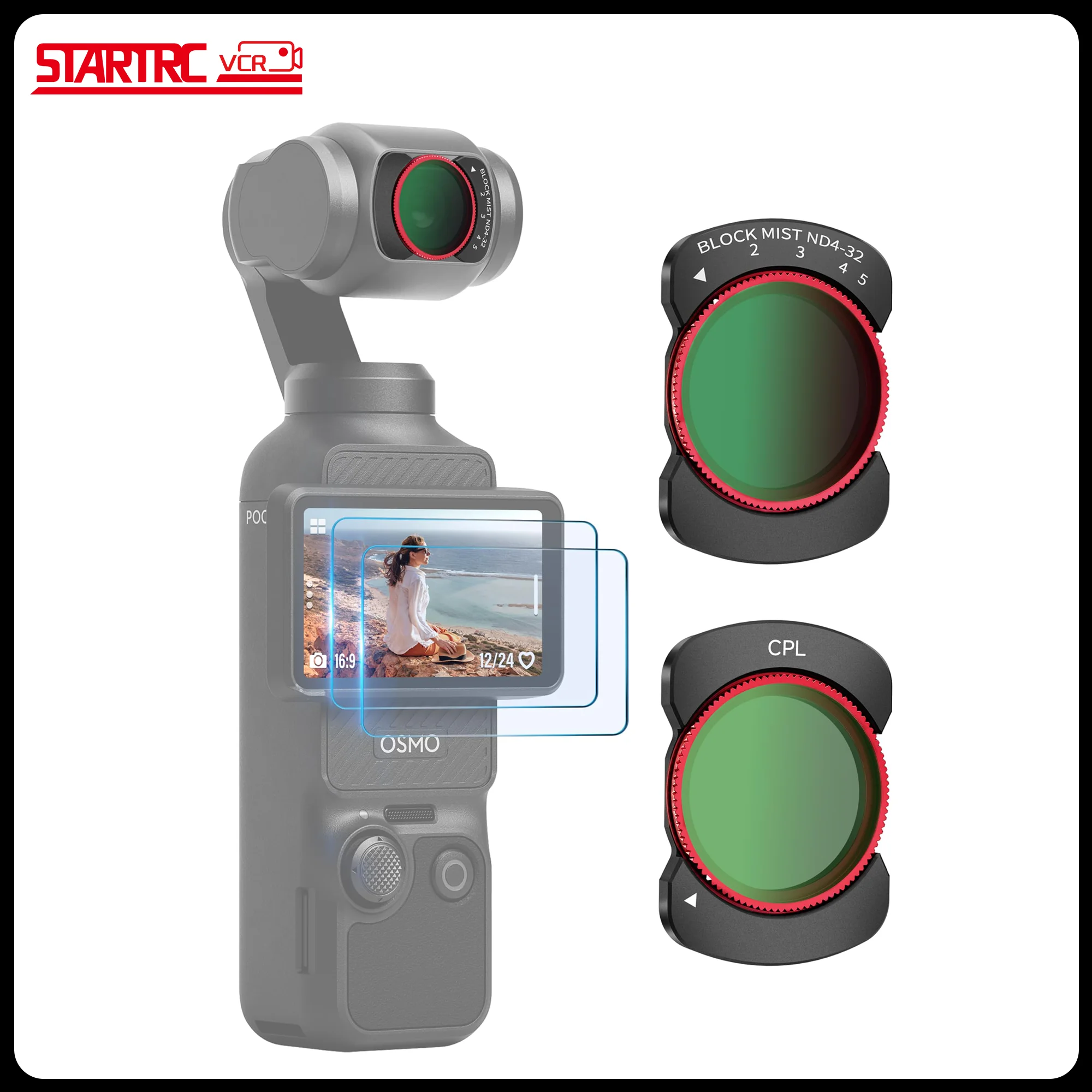 

Варийный ND-фильтр 4-32 с фильтрами 1/4 Black Mist/CPL для DJI Osmo Pocket 3/Xtra Muse с 2 защитными пленками для экрана для Pocket 3