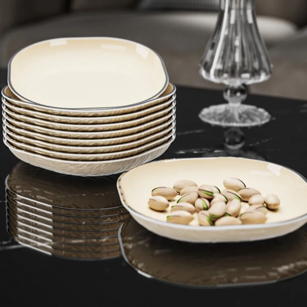 

Simple Light Luxury Fruit Plate Plastic Portable Dinner Plate Transparent Square Candy Plate Household