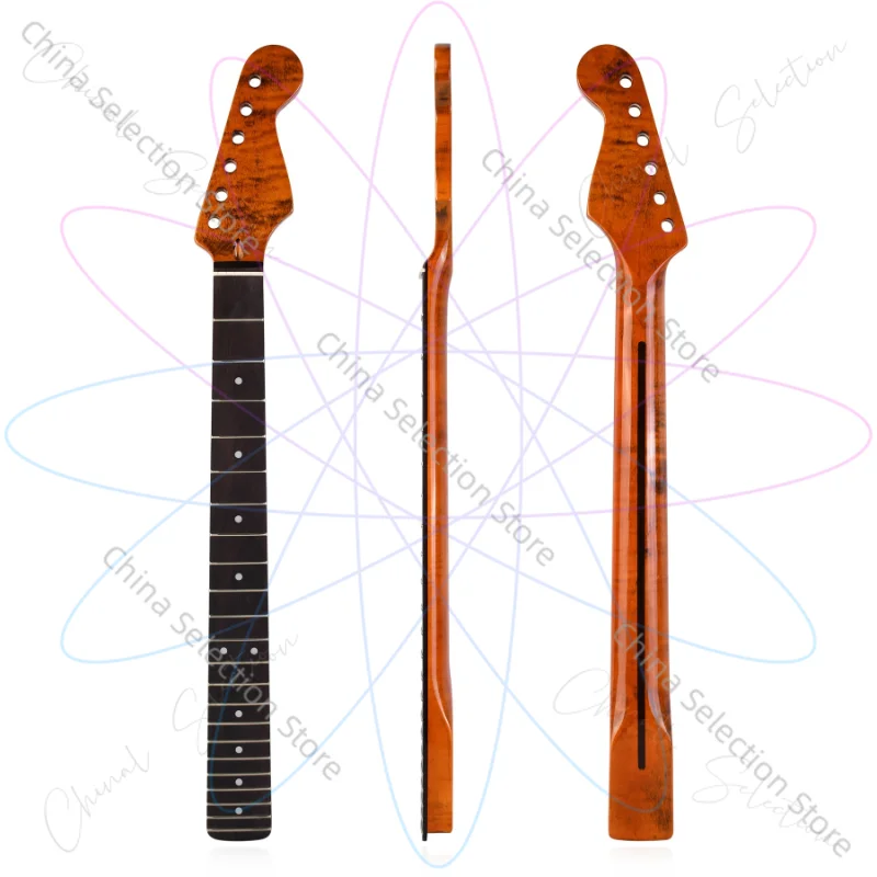 [ST Paint Bright Light] 22 Pins Rosewood Fingerboard Guitar Handle Neck for ST Strat-Cow Bone Upper Pillow