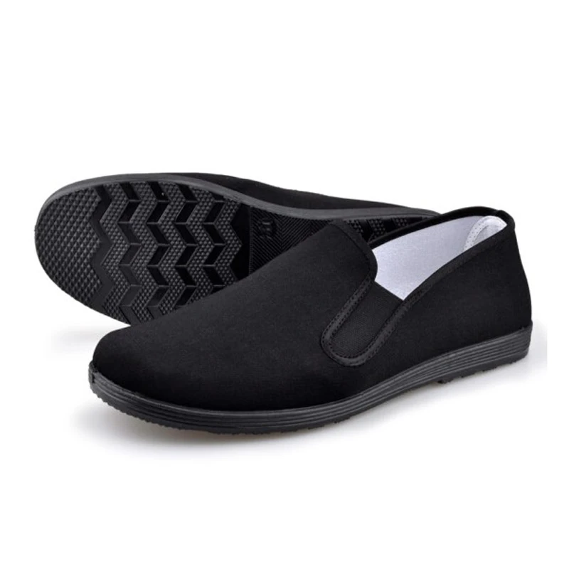 

Men's Traditional Chinese Kung Fu Black Cotton Tai-chi Shoes Casual Women Flat Shoes Performance Round Mouth Black Cloth Shoes