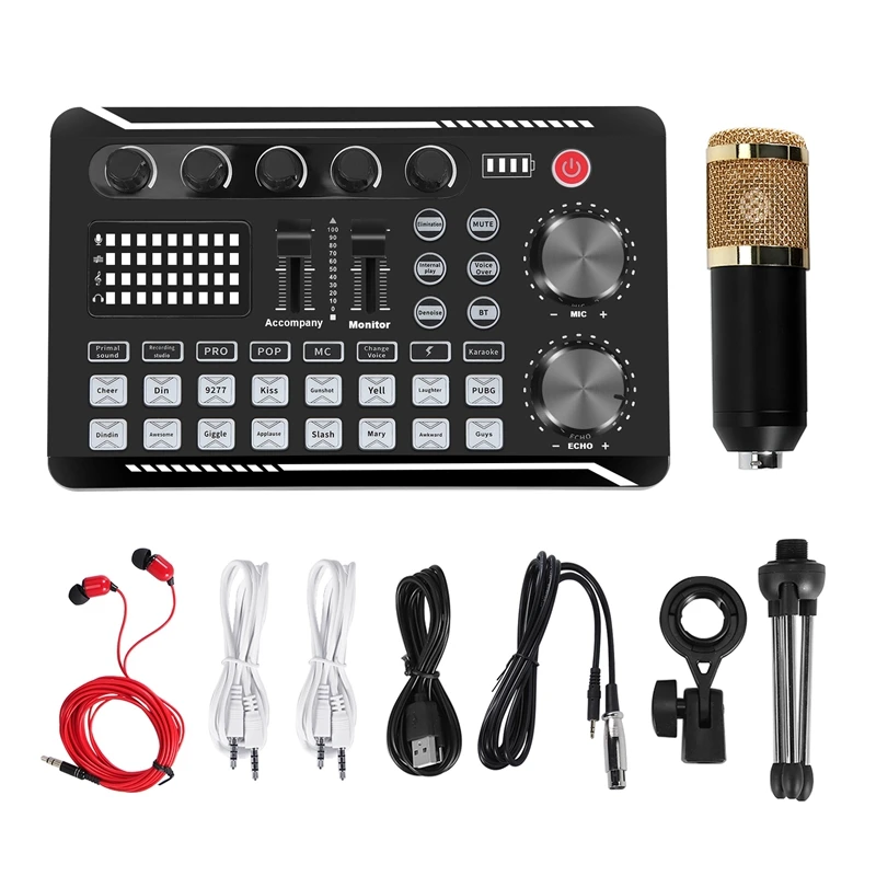 

F998 Sound Card Kit,BM-800 Microphone Kit,With Live Sound Card,Audio Mixer Condenser PC Gaming Mic,For Streaming/Games