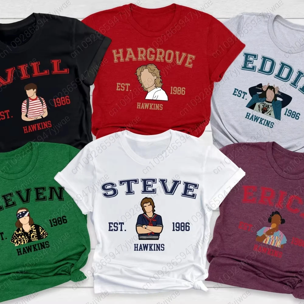 Camiseta de Moda Urbana con Temática de la Película Stranger Things para Niños y Mujeres, con Steve, Dustin y Eleven, Atuendo Informal Unisex para Fanáticos, 2026