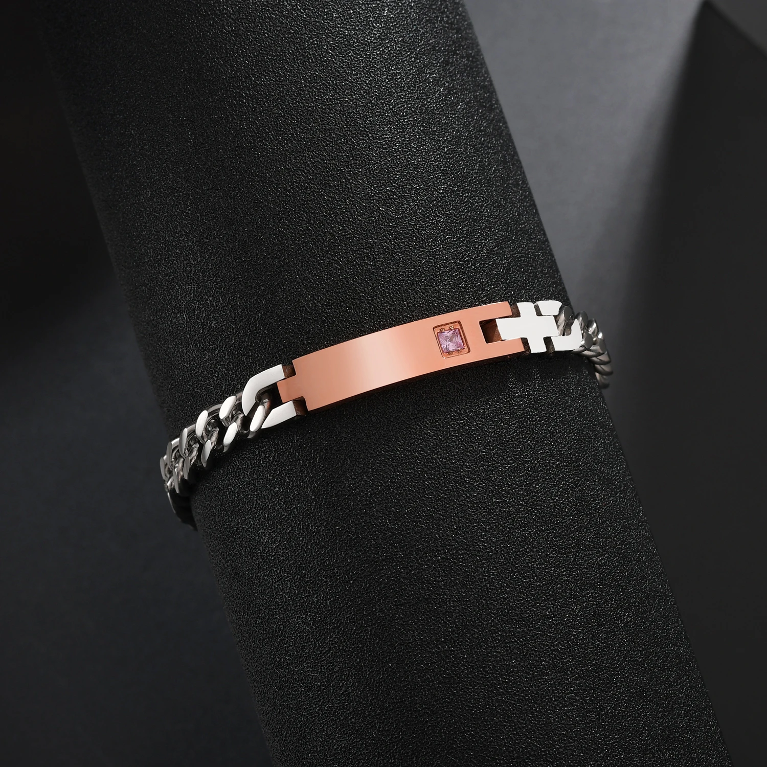 Punk Gold Stainless Steel Thick Hand Chain Bracelet
