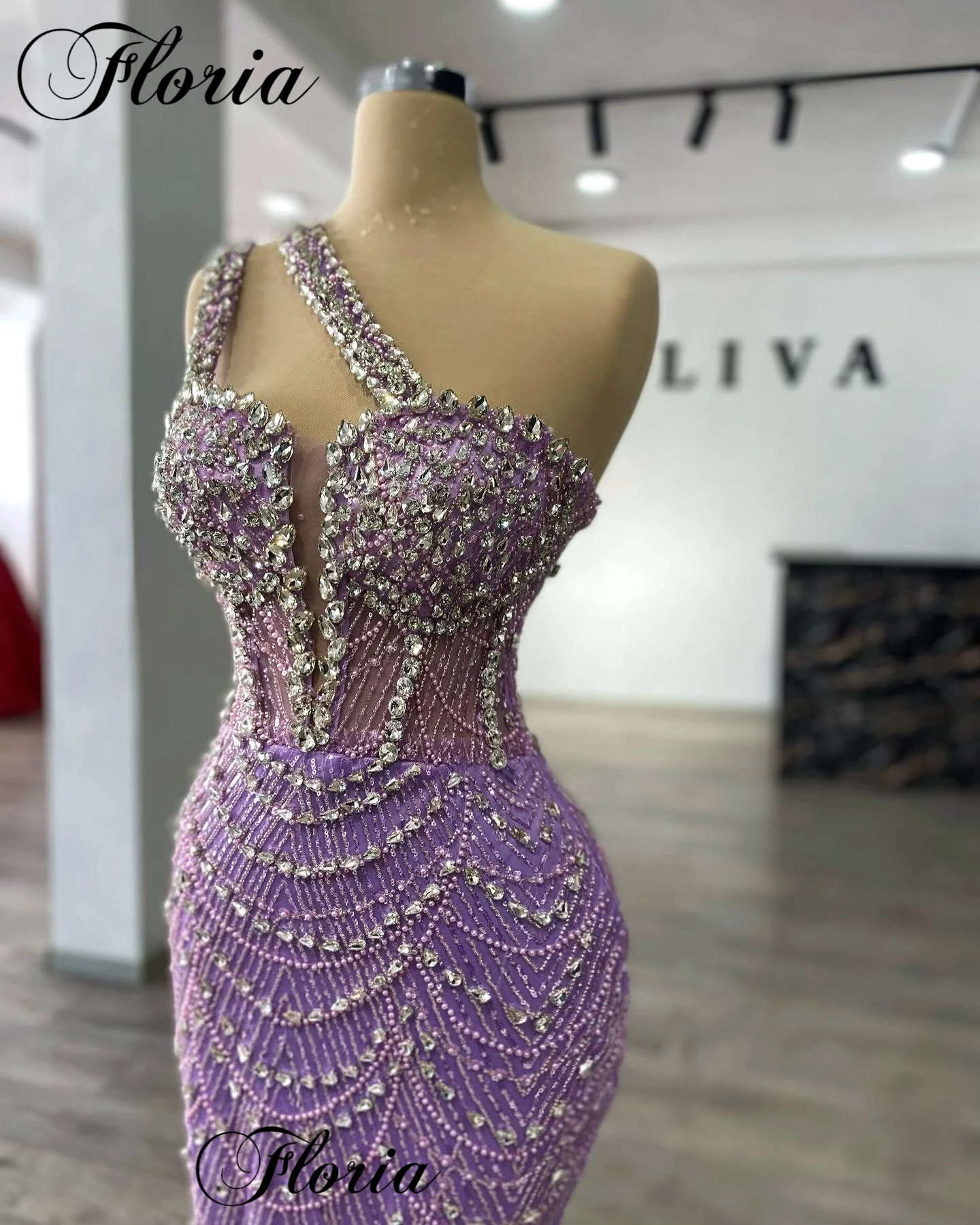 Beaded Purple Prom Dresses Mermaid One Shoulder Sexy Cocktail Dresses Elegant Vestidos De Noche Evening Birthday Party Gowns