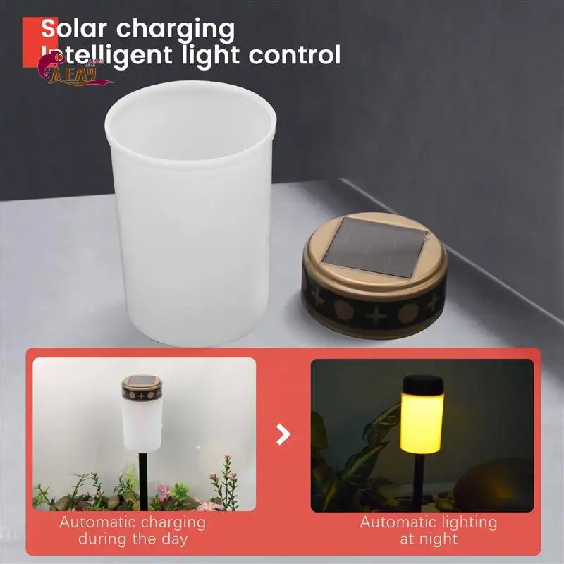 

AEA9-White Grave Candle For Cemetery Grave Solar Lights With Lighting LED Grave Light 4Pcs