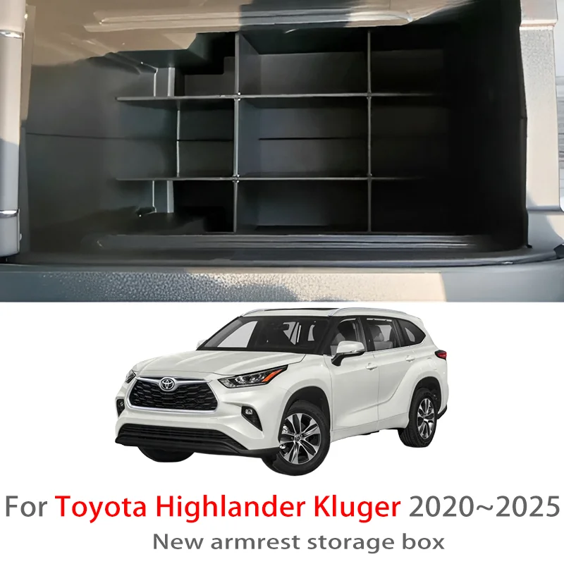 

alić akcesoria samochodowe do Toyoty Highlander Kluger 2020 ~ 2025 MK4 schowek na podłokietnik konsoli środkowej wielofunkcyjny schowek na części samochodowe