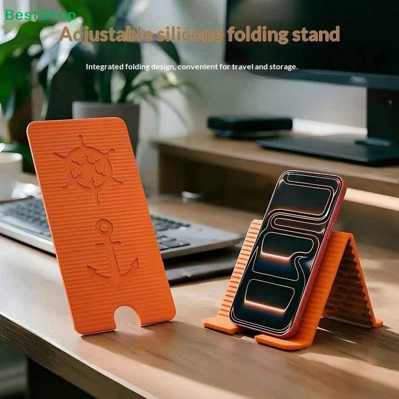 

Flexible Phone Stand Foldable Silicone Desktop Tablet Laptop Stand Portable Adjustable Universal Holder For Travel Office Bed
