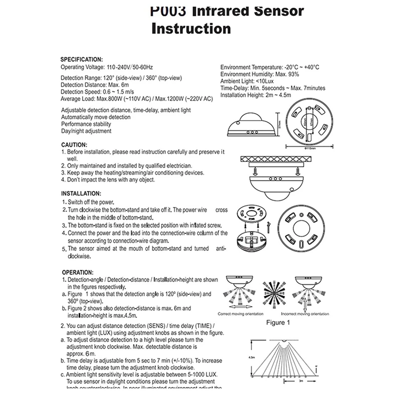 Imagem -03 - Detector de Movimento com Luz Led Movimento Humano Infravermelho Instalação do Teto Corredor Banheiro 360 Graus