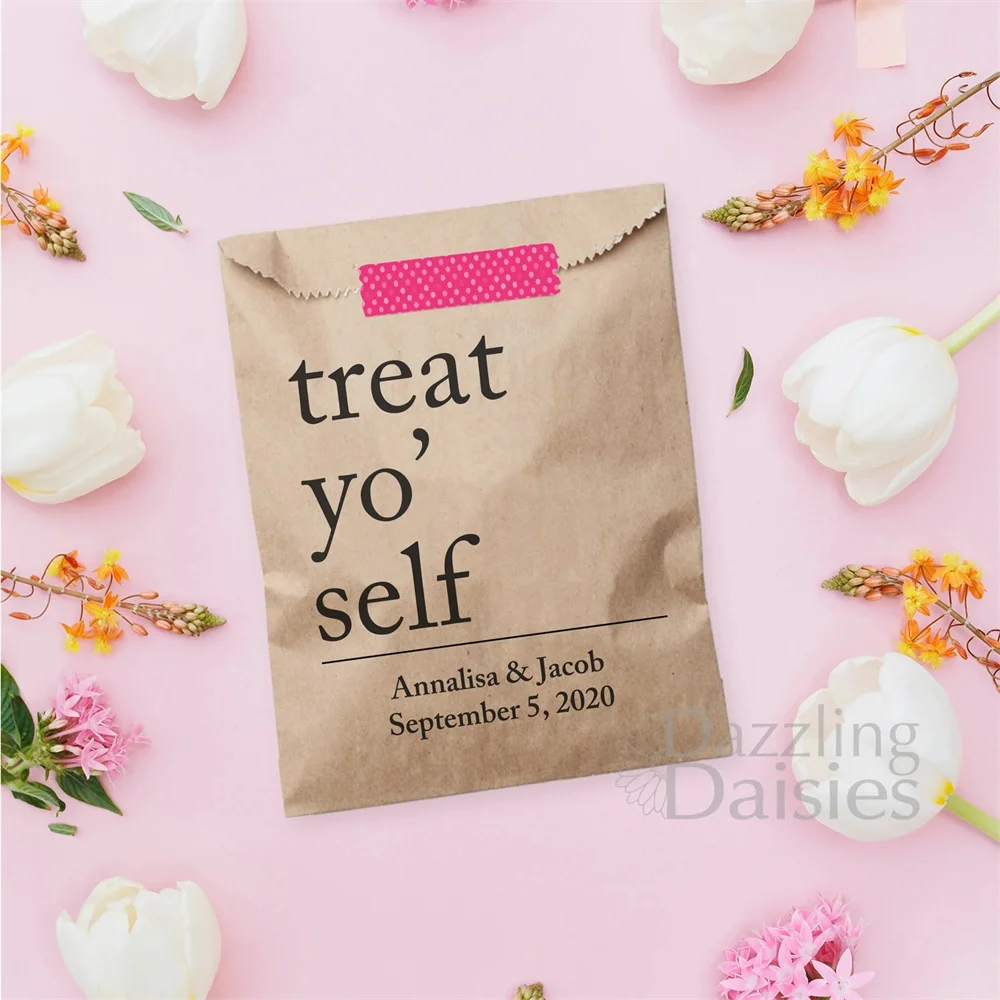 50pcs Treat yo self bags - Treat yo self treat bag - Candy favor bags - Wedding favor bags