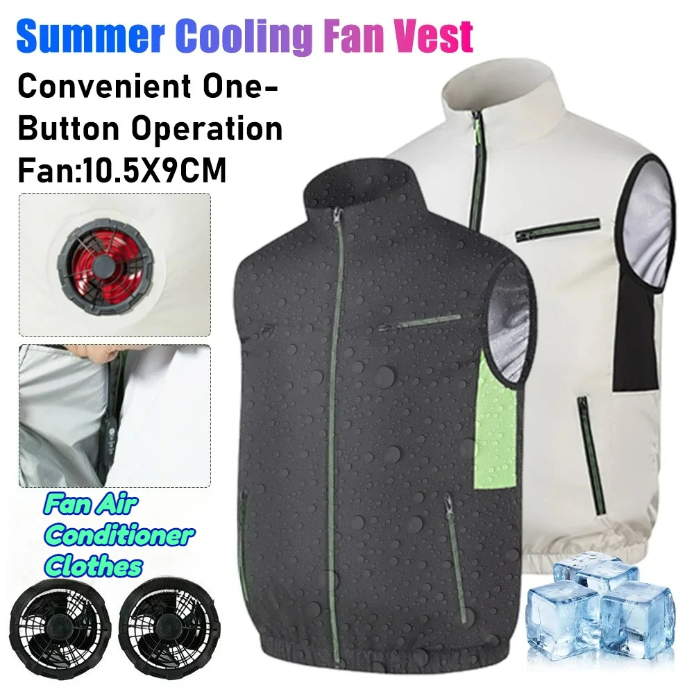 

Men Short Sleeved Fan Vest Suit Summer Fishing Three Speed Air Volume Regulation High Air Volume Wearable Body Cooling Jacket