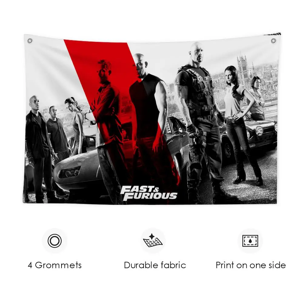 F-Fast and F-Furious Flaggen, individuelles Wandbehang-Kunstbanner für Schlafzimmer, Zuhause, Wohnzimmer, Außendekoration
