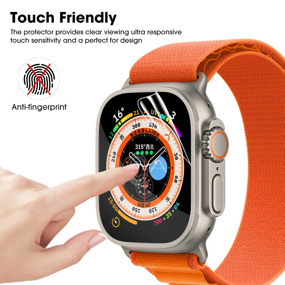 1-5pcs 9D Soft Hydrogel Film for IPhone Watch Ultra Smartwatch Premium Screen Protector HD Not Glass Anti-Scratch Light and Oil