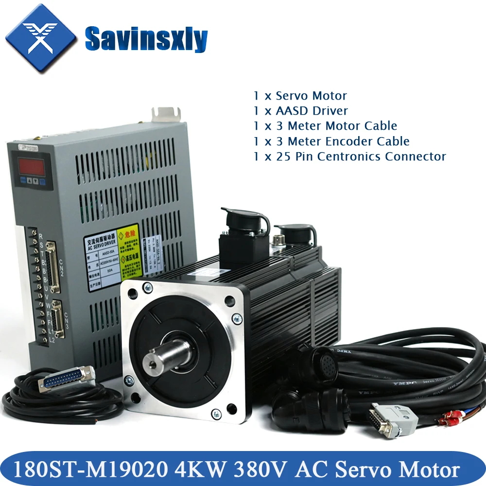 180ST-M19020 380V 4KW AC Servo motor 2000RPM 19N.M. 4000W Three-Phase ac drive permanent magnet Matched Driver AASD-40A.