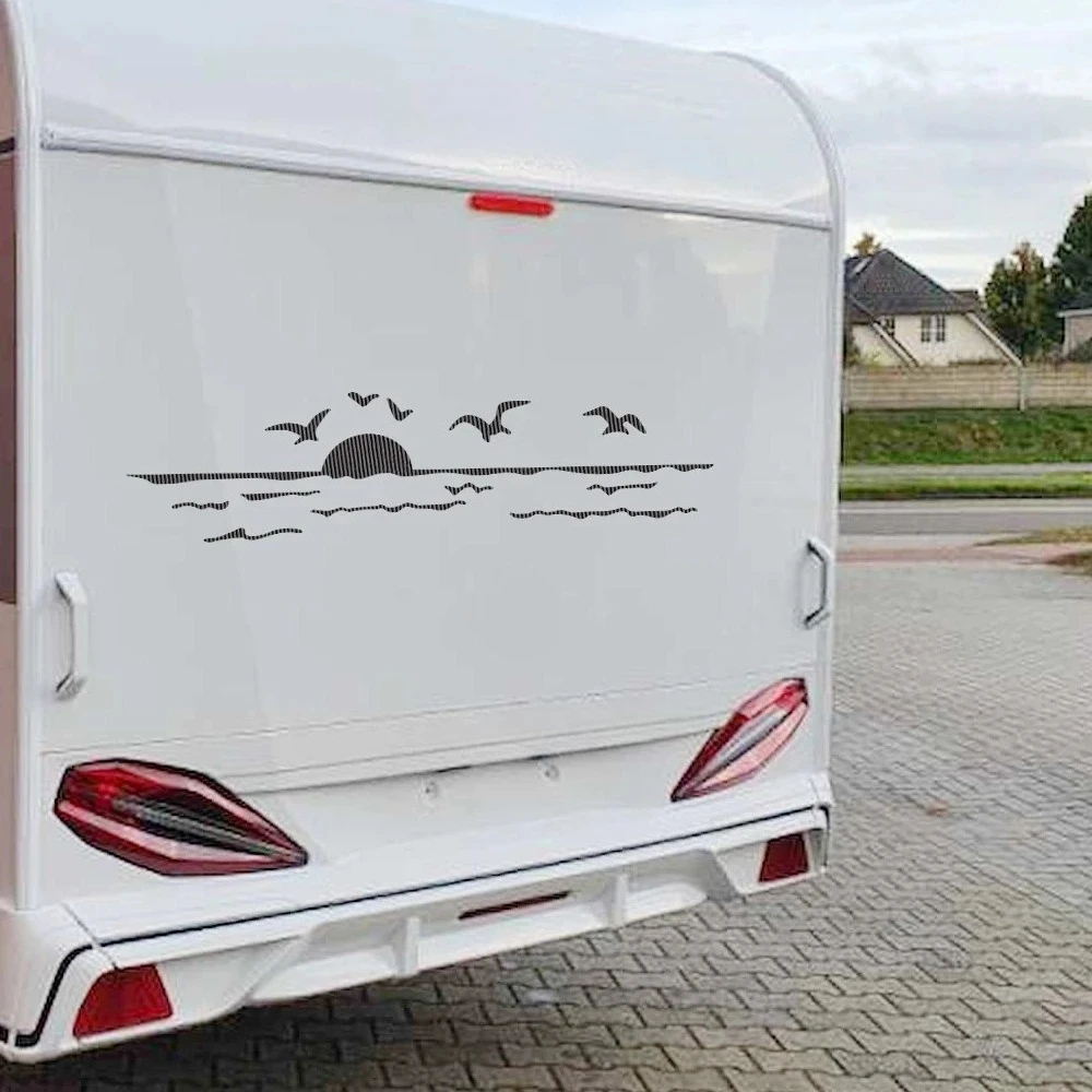 Creative Sea Sunrise Decor Stickers for Car Camper Van Bus Caravan Motorhome SUV Pickup Cargo Caravan Vinyl Decals Auto Tuning